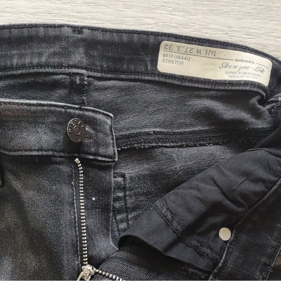 Diesel Women Skinzee-Bk Super Slim Skinny Biker Ankle Zips Sparkle - Picture 5 of 14